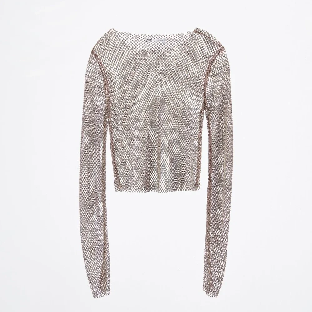 Zara SHIMMER MESH CROP TOP